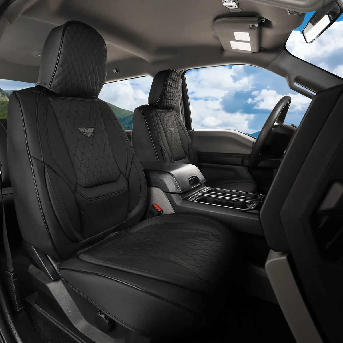 EKR Semi-Custom Waterproof Leather Pickup Truck Seat Covers