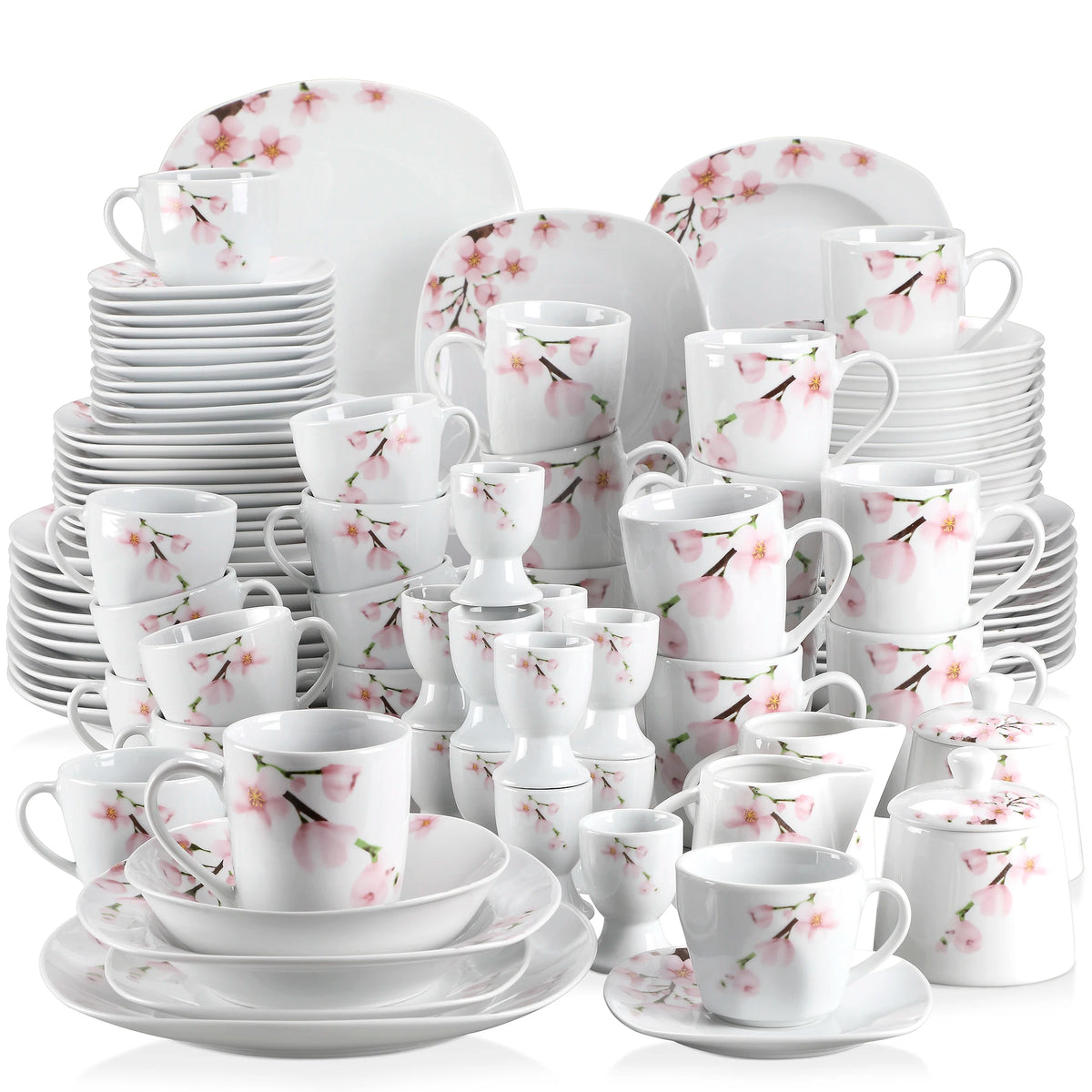 MALACASA Annie Porcelain Dinnerware Set With Plates Cups And Bowls