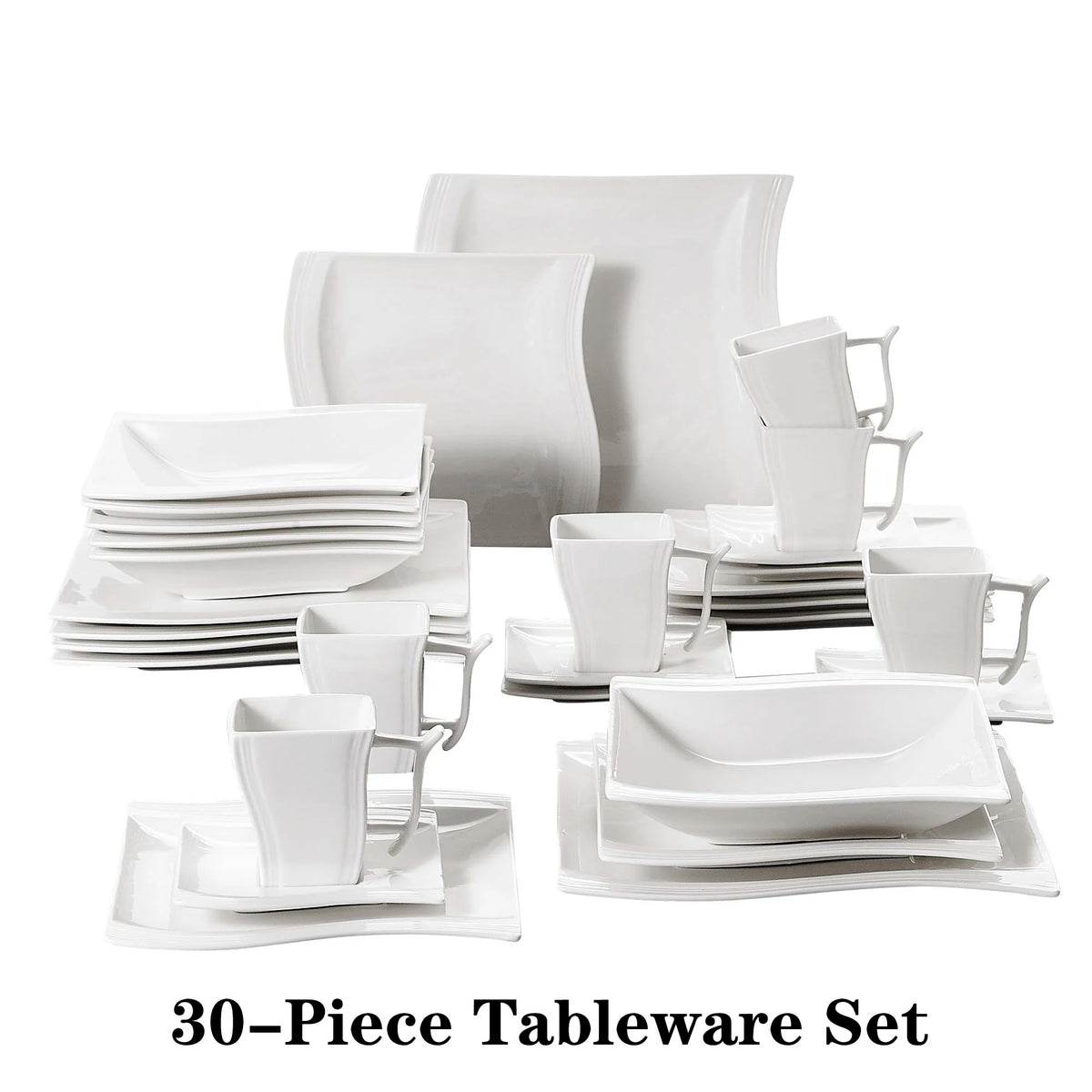 MALACASA Porcelain Dinnerware Set With Cups And Plates For Dining:VEVENT