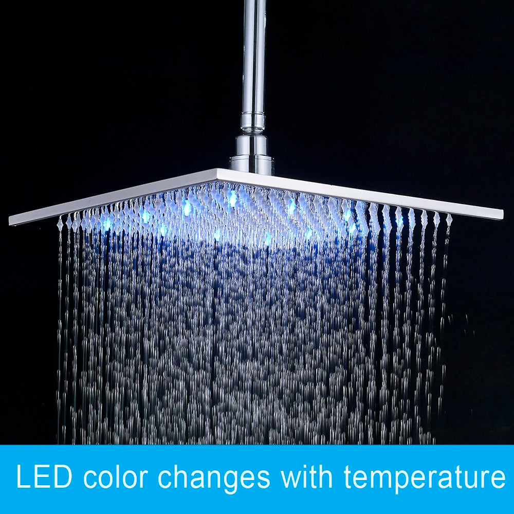 MYQualife LED Rainfall Shower Head With Integrated Lighting