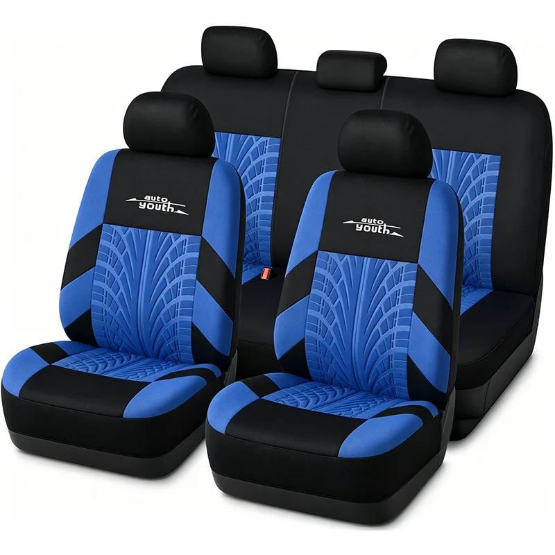 AUTOYOUTH Embroidered Tire Track Universal Car Seat Covers