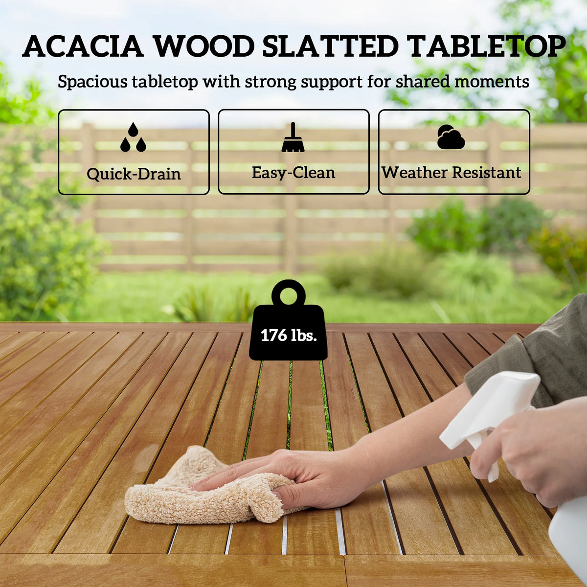 Outsunny Outdoor Acacia Wood Dining Set With Stackable Chairs