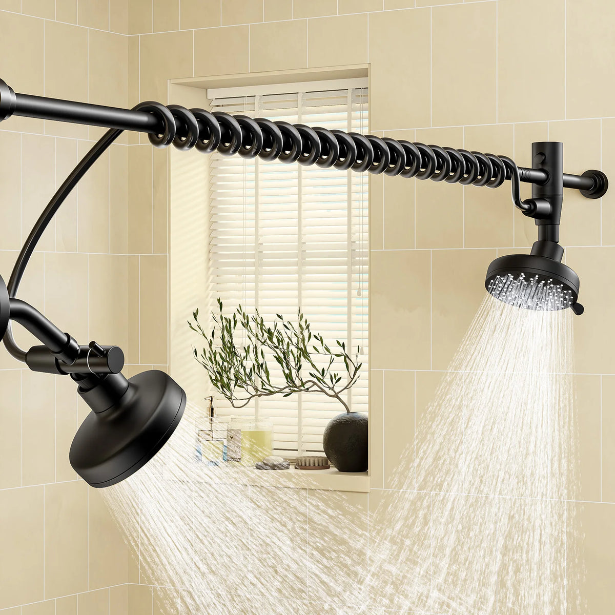 Adjustable Dual Shower Head for Couples with High Pressure Spray