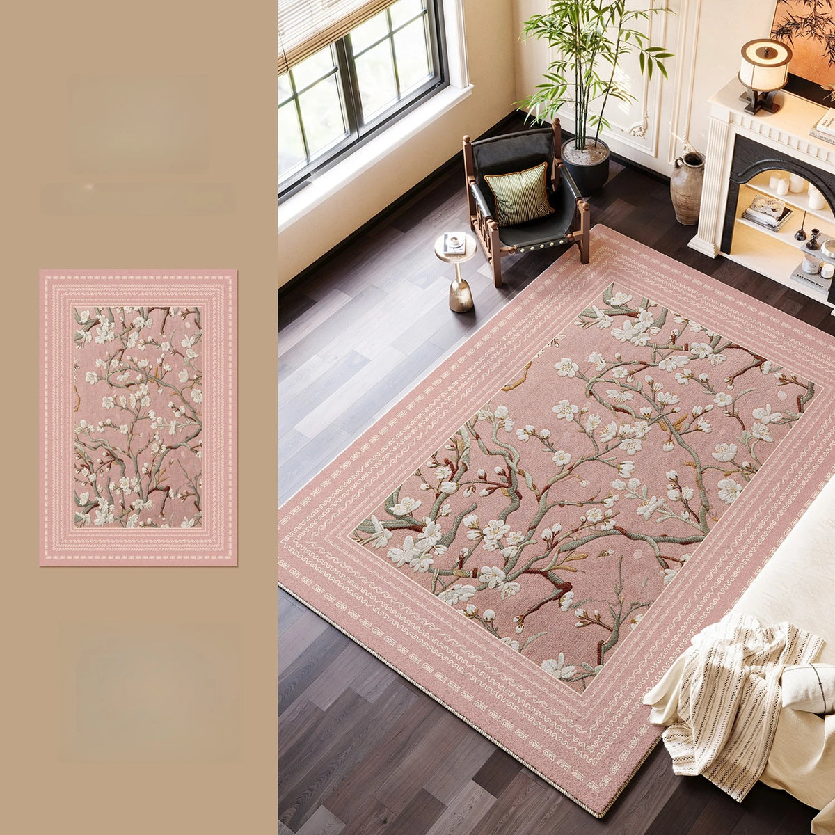 French Style Carpets for Living Room Fluffy Soft Cloakroom Rug Flower Pattern Bedroom Decor Carpet Thick Plush Lounge Floor Mat