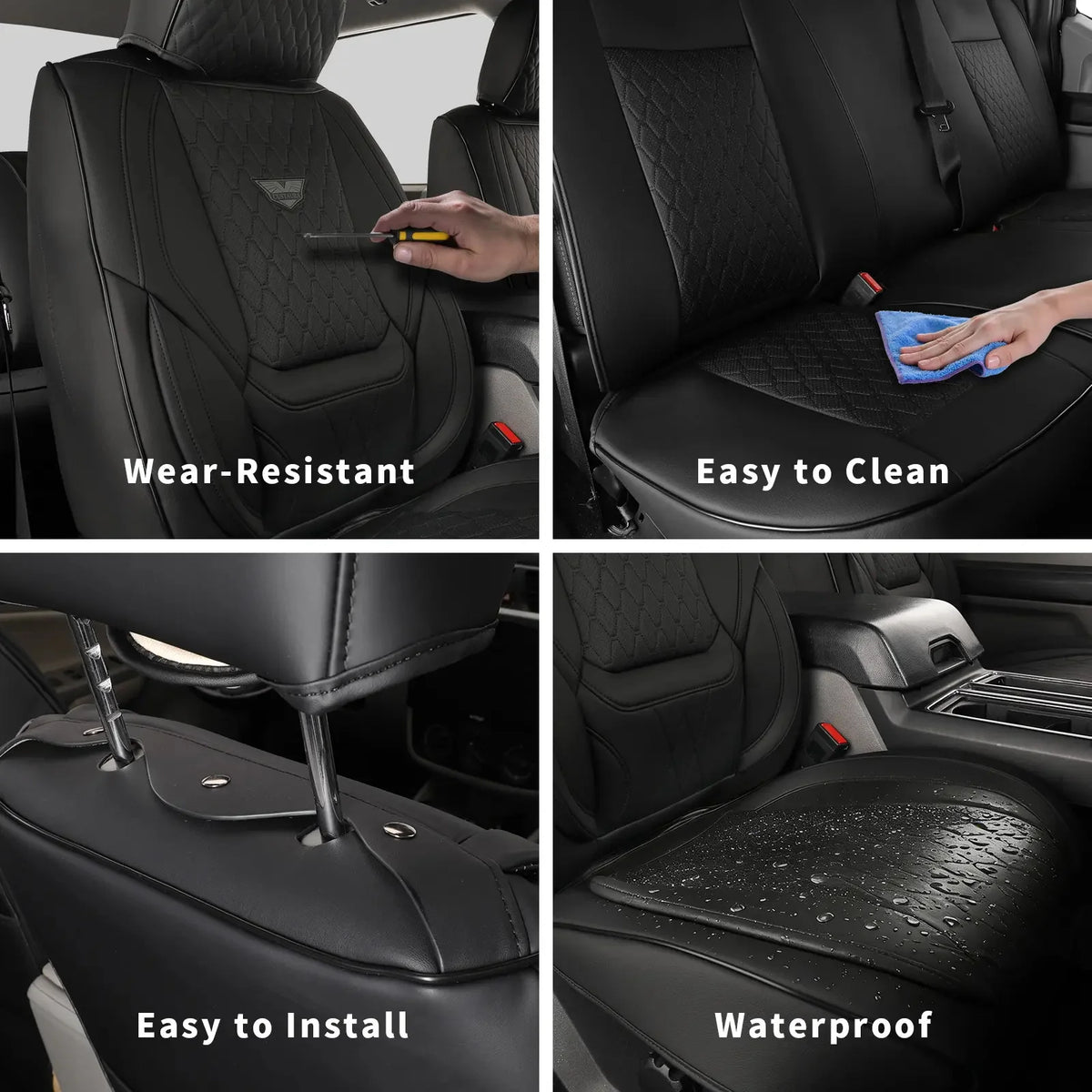 EKR Semi-Custom Waterproof Leather Pickup Truck Seat Covers