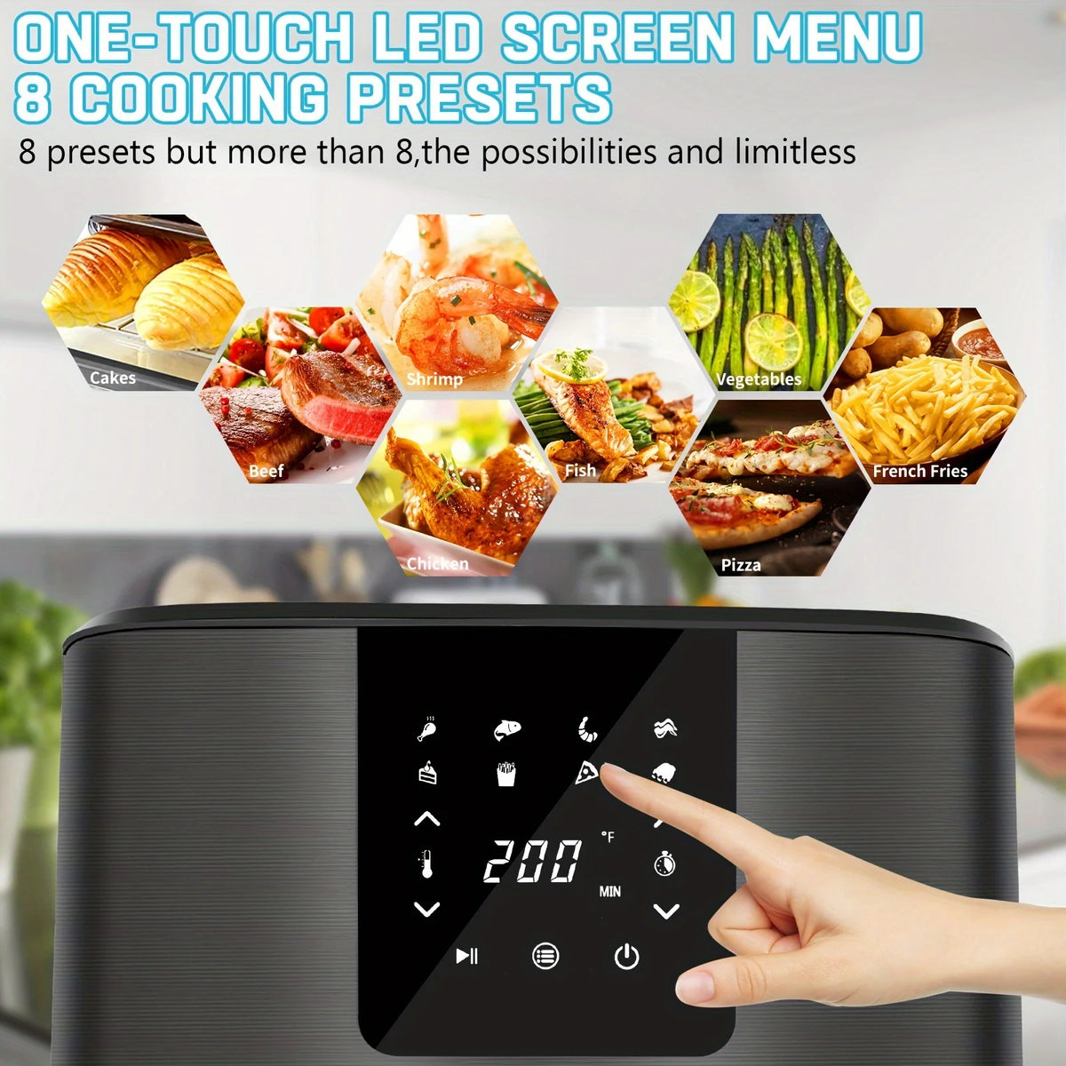 KitCook Digital Air Fryer With 8 Preset Cooking Modes