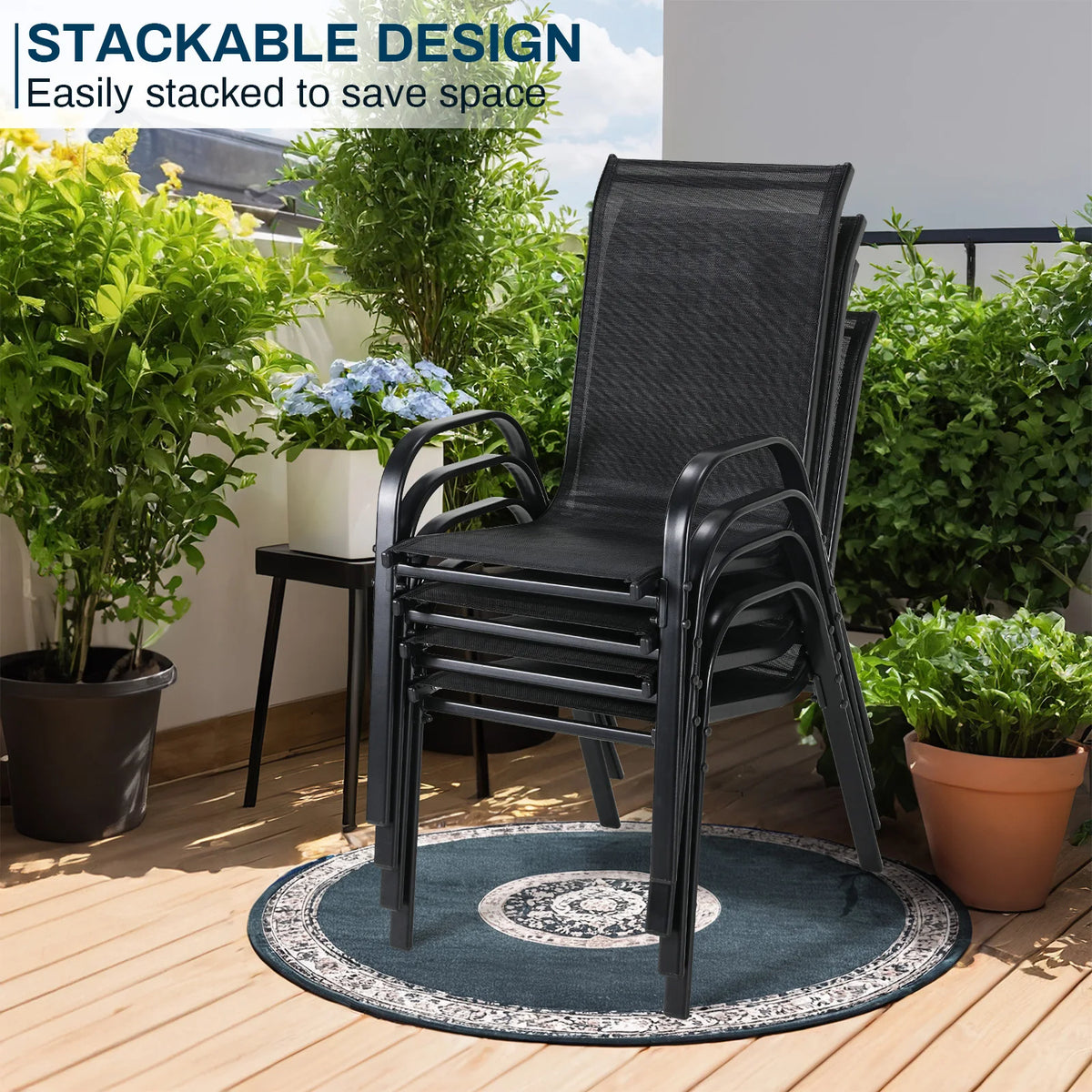 Folding Steel Frame Garden Chairs With Breathable Teslin Fabric
