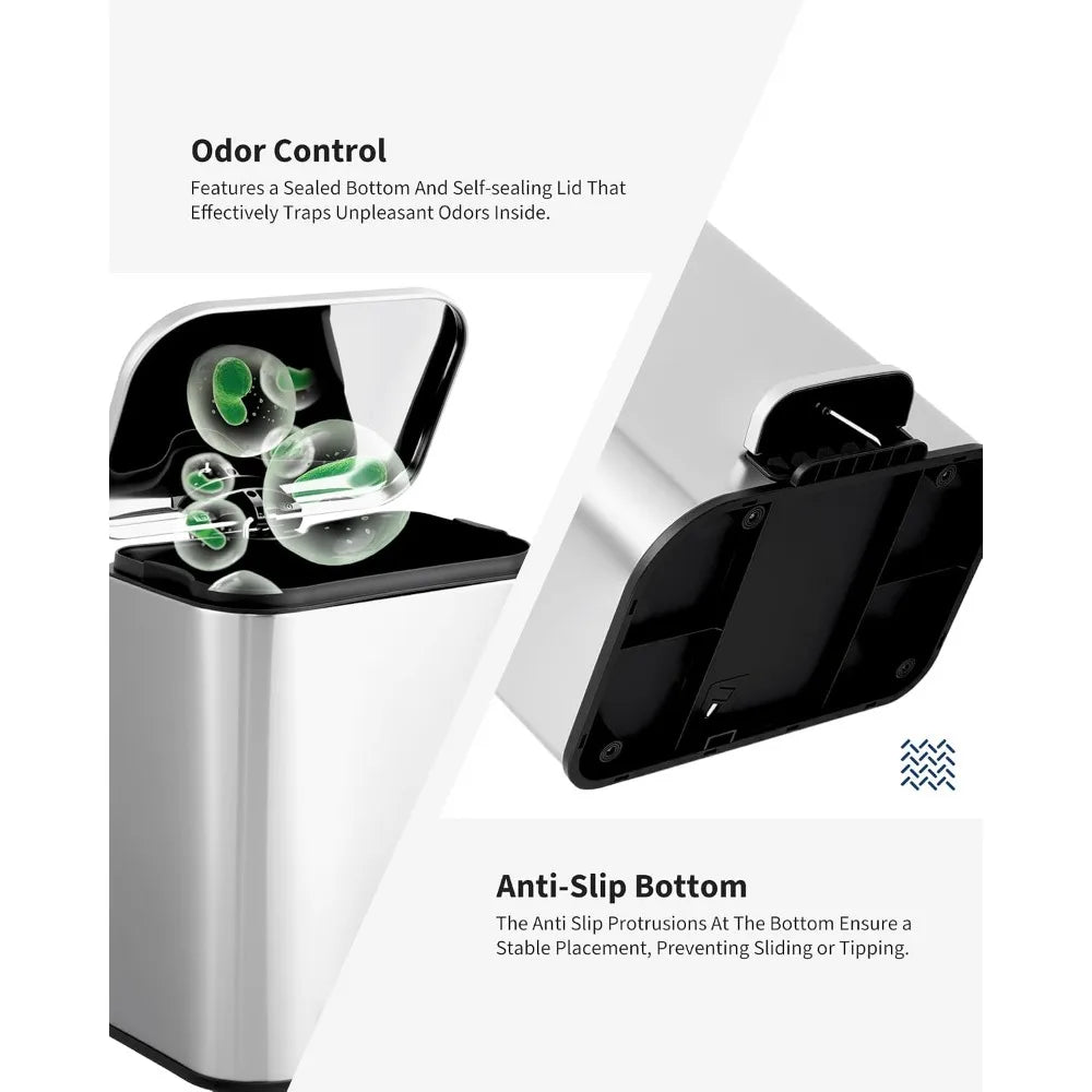 Stainless Steel Step Trash Can With Lid And Silent Close