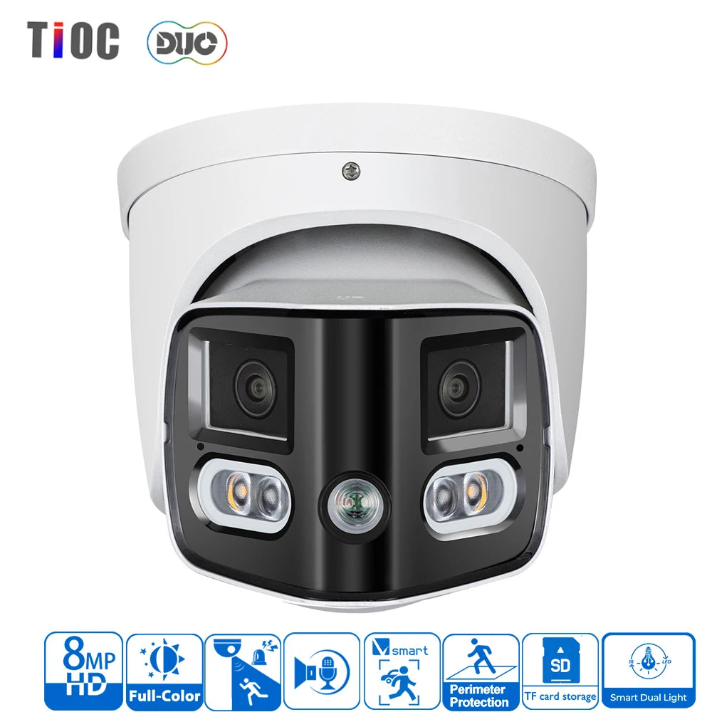 4K Dual Lens Panoramic Outdoor Security Camera With Alarm