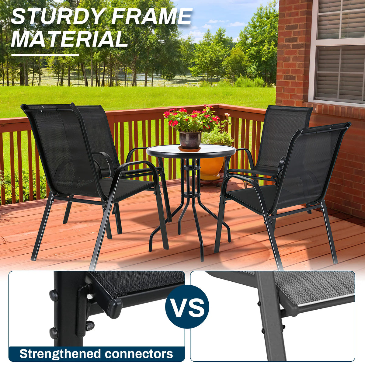 Folding Steel Frame Garden Chairs With Breathable Teslin Fabric