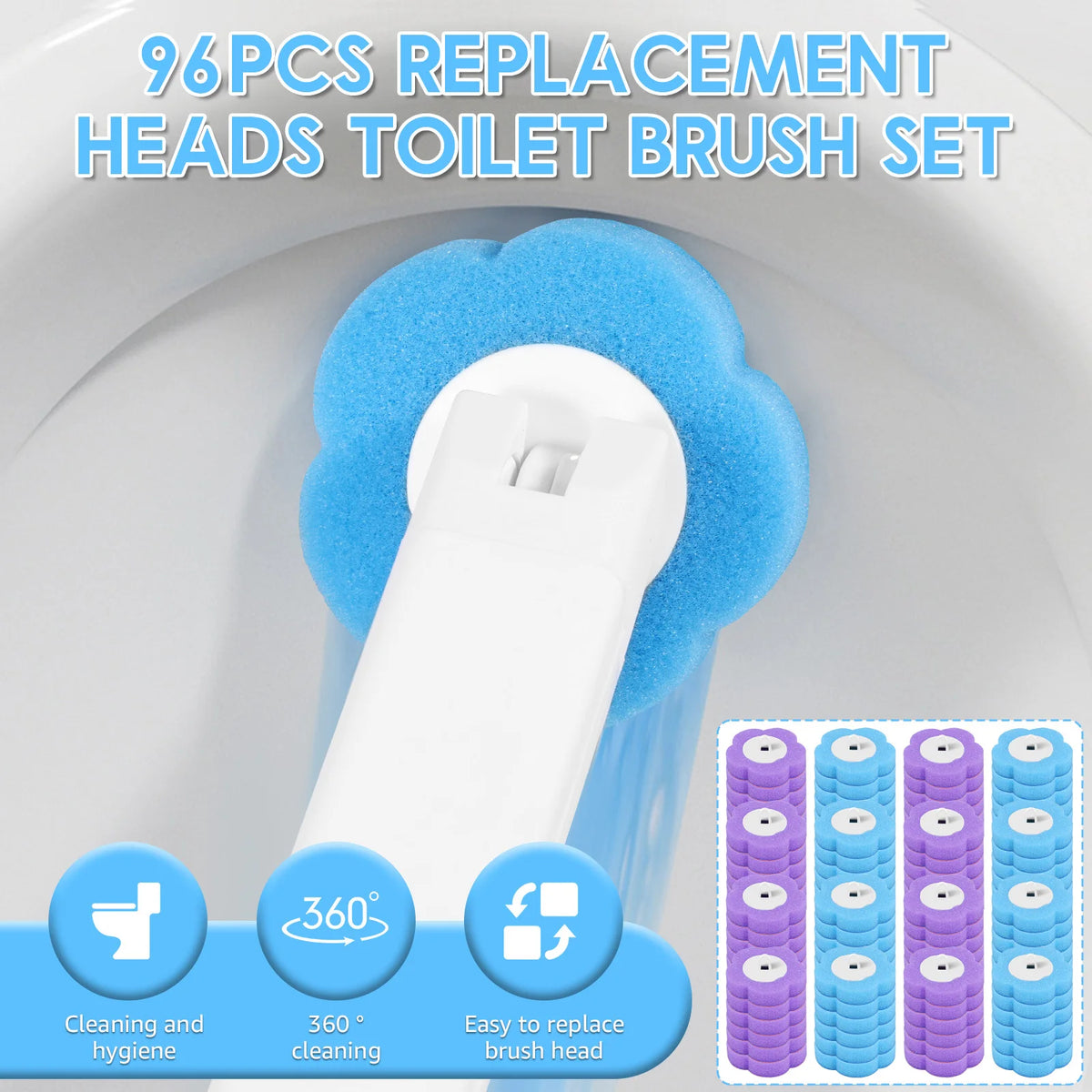 Willstar Disposable Toilet Wand Sponge Brush Head Refills