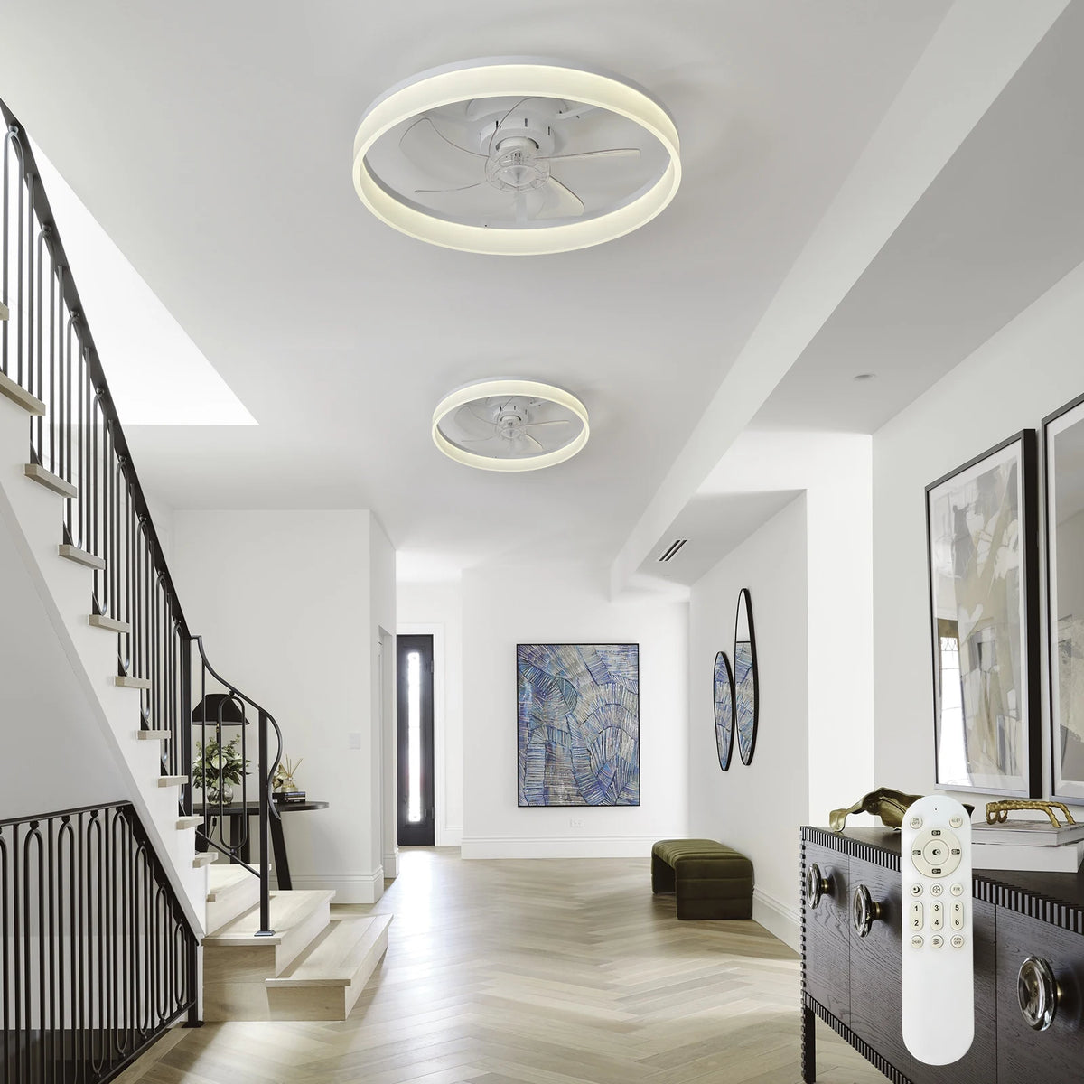 Slim Ceiling Fan With Dimmable LED Light And Remote Control