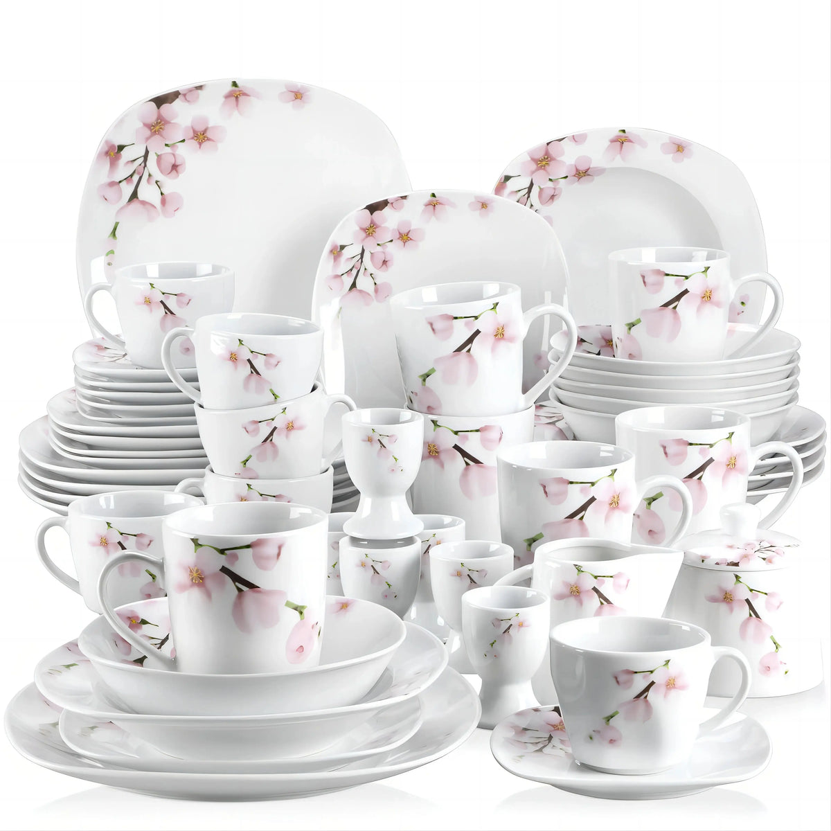 MALACASA Annie Porcelain Dinnerware Set with Plates, Bowls and Cups