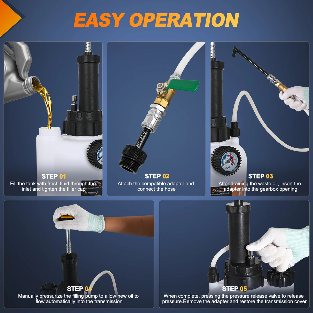 Automotive Manual Transmission Fluid Pump Kit With ATF Filler Adapters