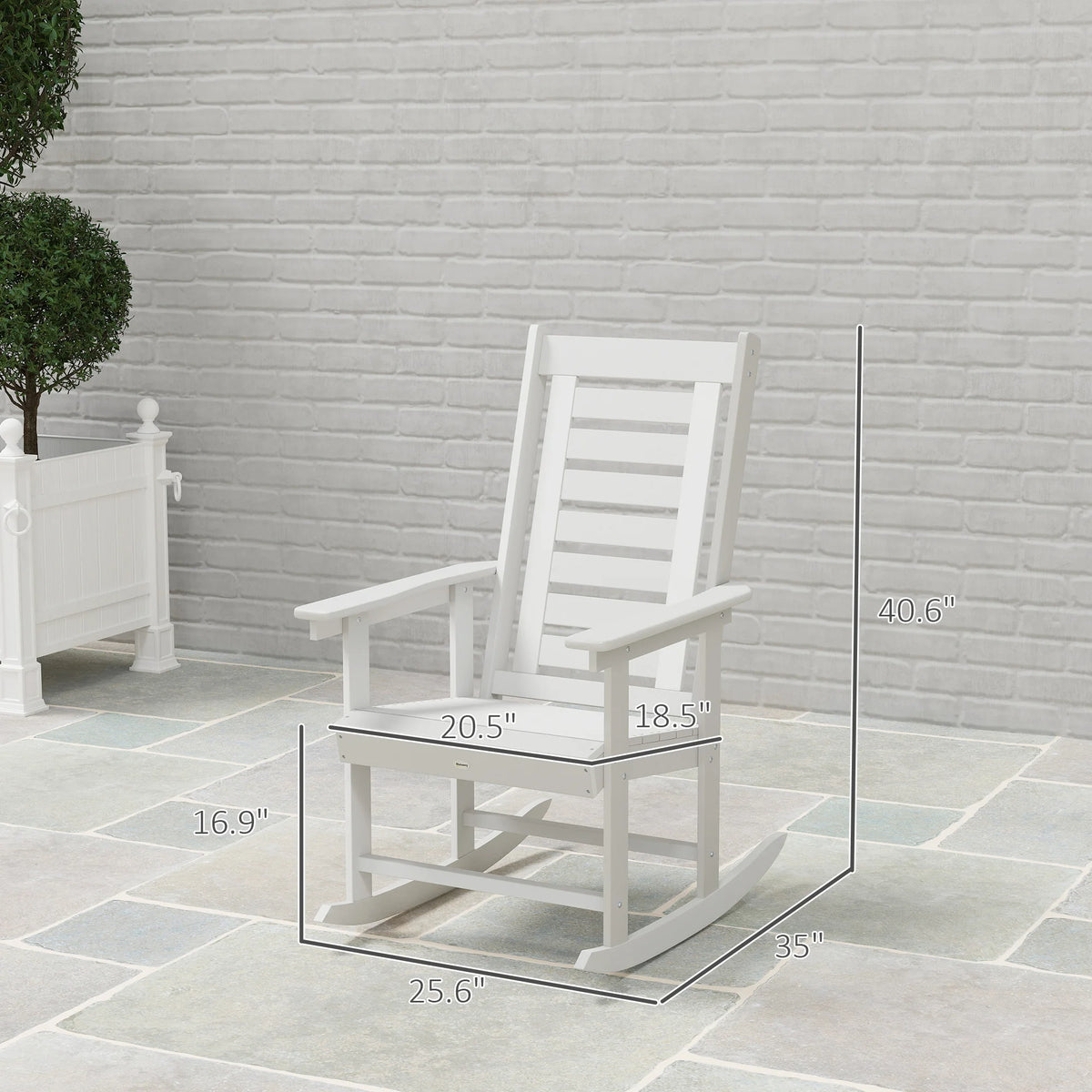 Outsunny Outdoor HDPE High Back Patio Rocking Chairs Set of Two