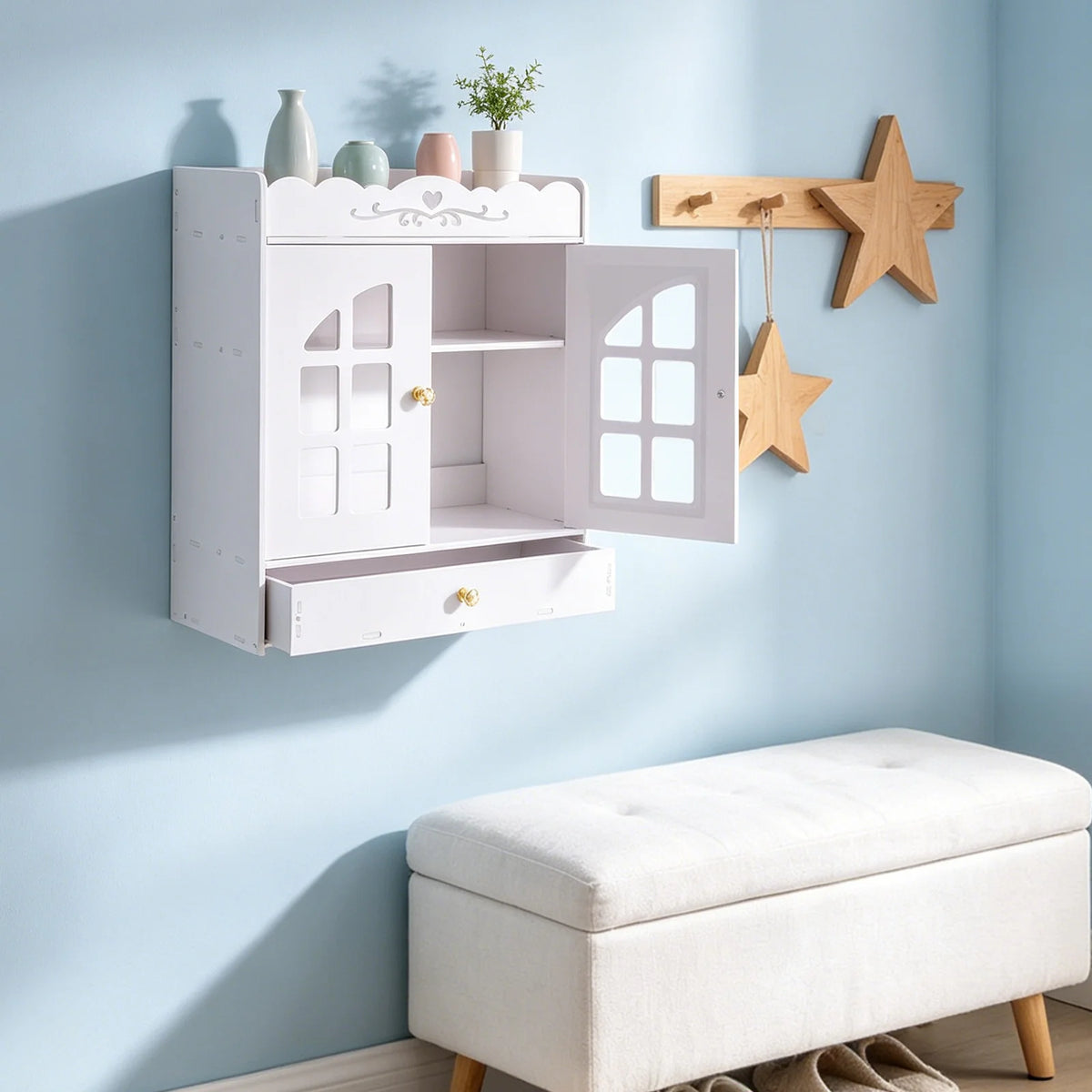 Bymaocar Wall Mounted Over Toilet Bathroom Storage Organizer Shelf
