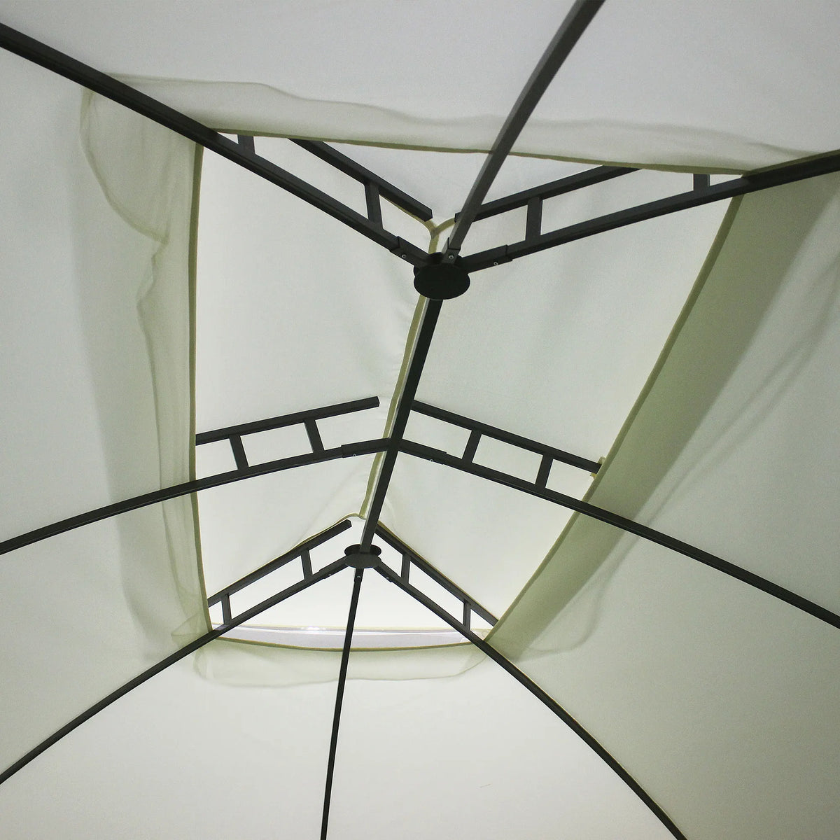 Double Vented Steel Patio Gazebo Canopy Shelter With Curtains