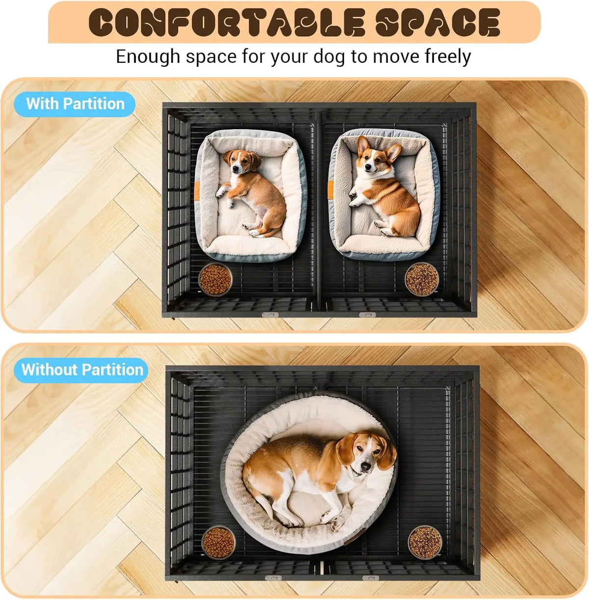 ANIXOL Heavy Duty Metal Dog Crate With Lockable Wheels
