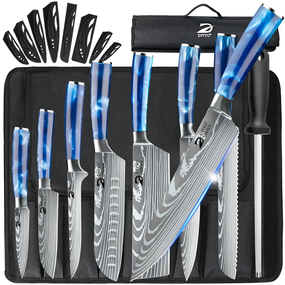 MDHAND Damascus Stainless Steel Kitchen Knife Set With Carrying Bag