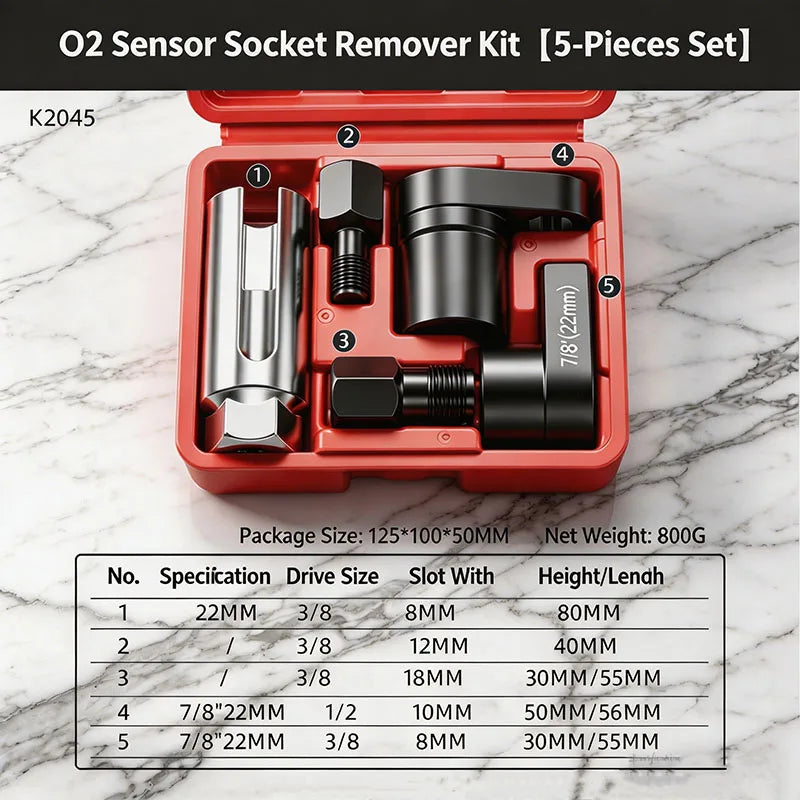 Universal Oxygen Sensor Socket Set for Automotive Removal and Installation