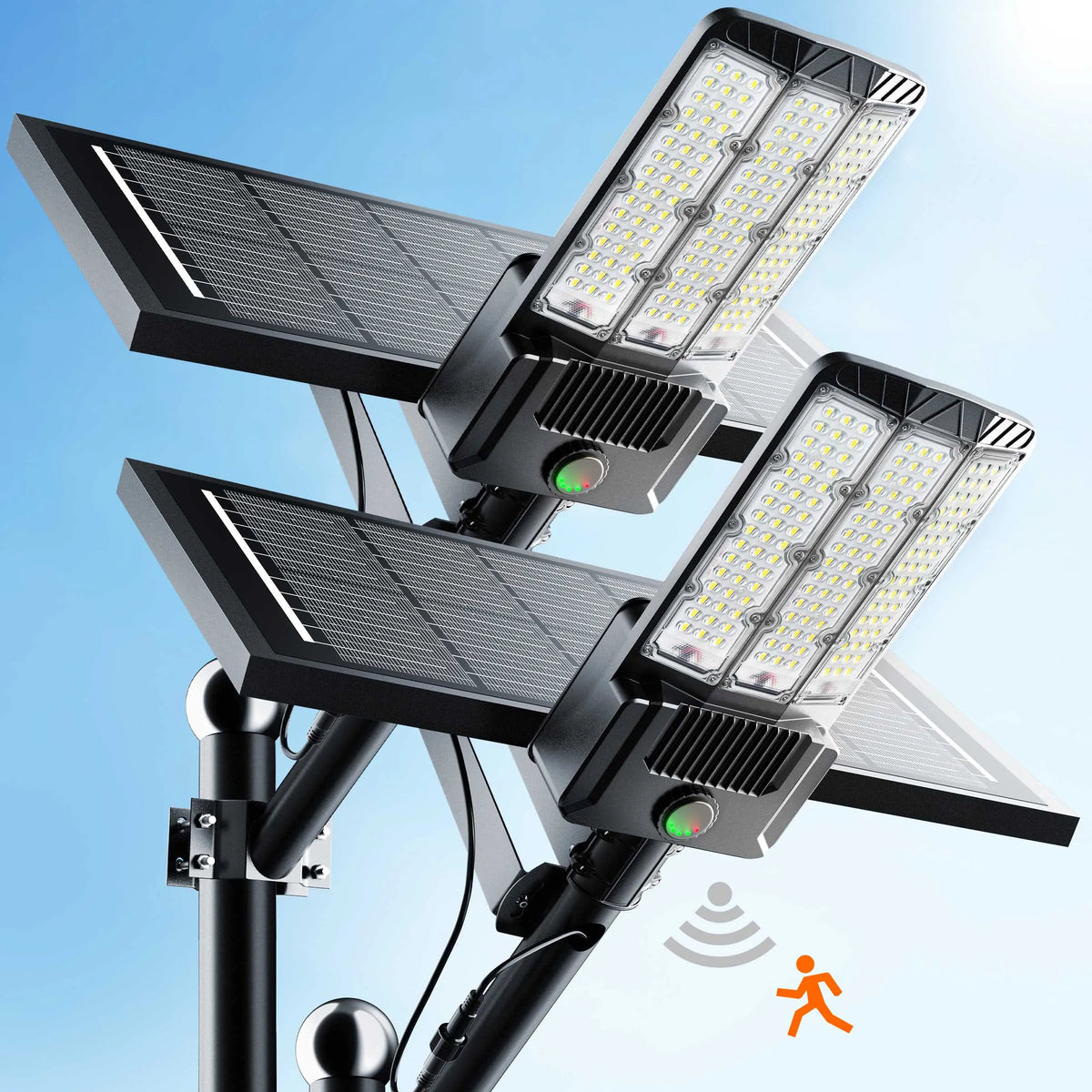 Solar LED Area Light With Motion Sensor Dusk To Dawn Security Lighting