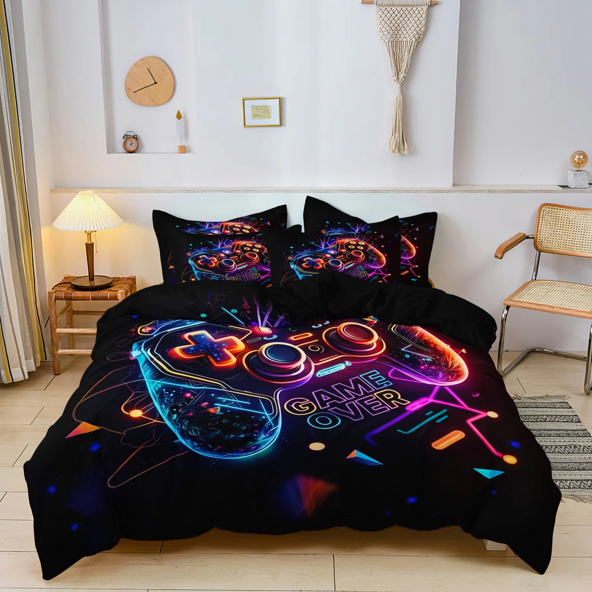 3pcs Set,Cool Game Controller Duvet Cover Set, All-Season Home Dormitory High-Definition Printed Gaming Bedding Set