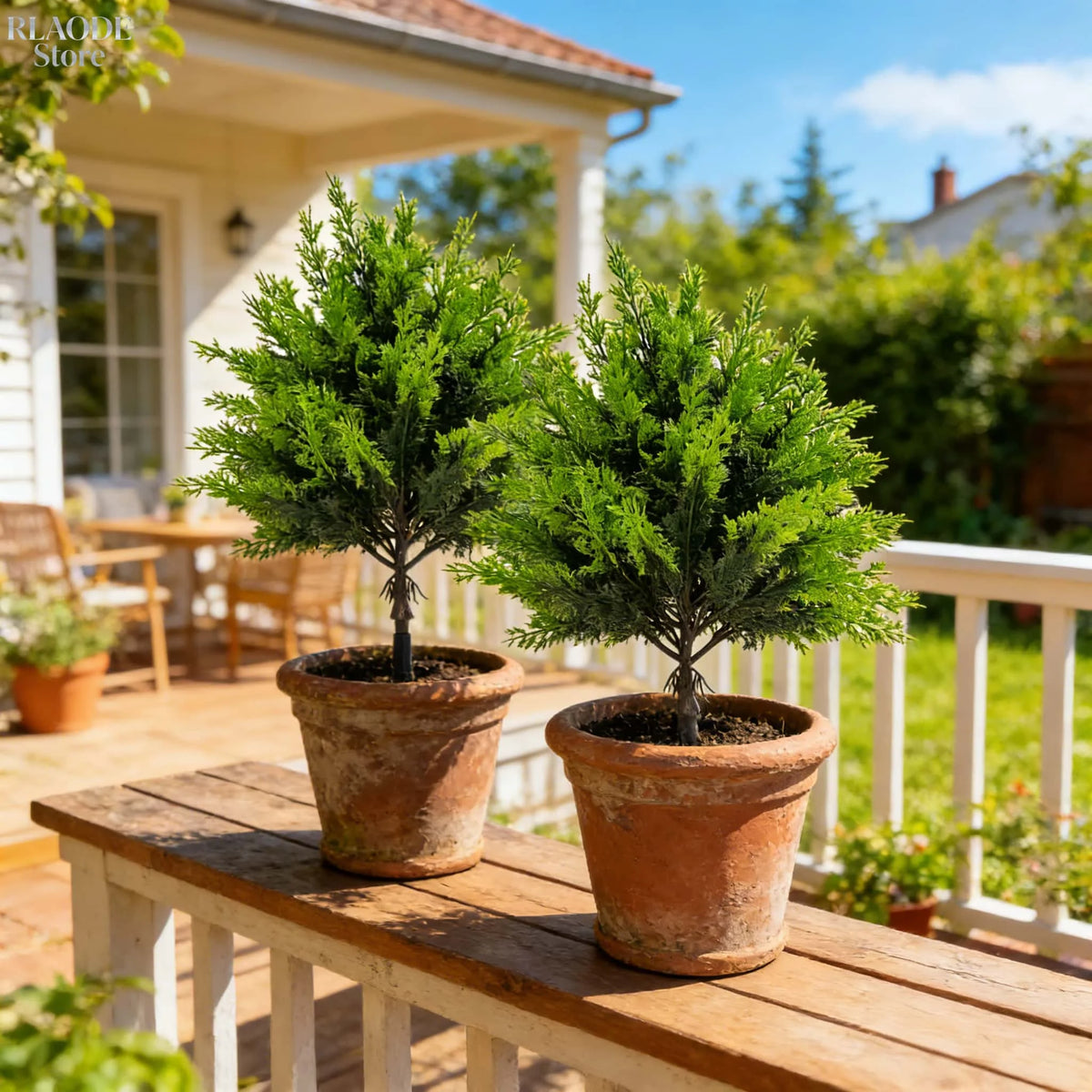 Artificial Pine Cypress Fern Plants With Ground Stakes Outdoor Decor