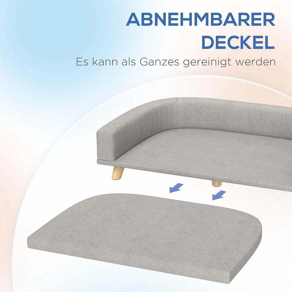 Dog Sofa Pet Bed With Washable Cushion And Wooden Legs