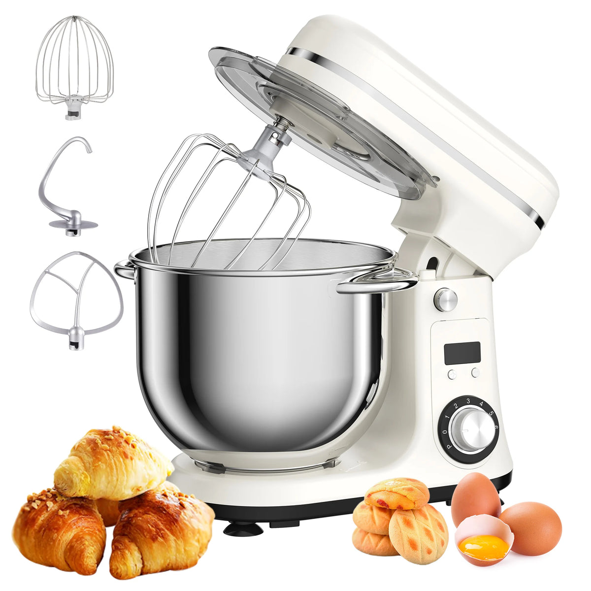 BioloMix Stand Mixer With Dough Hook Whisk And Tilt Head