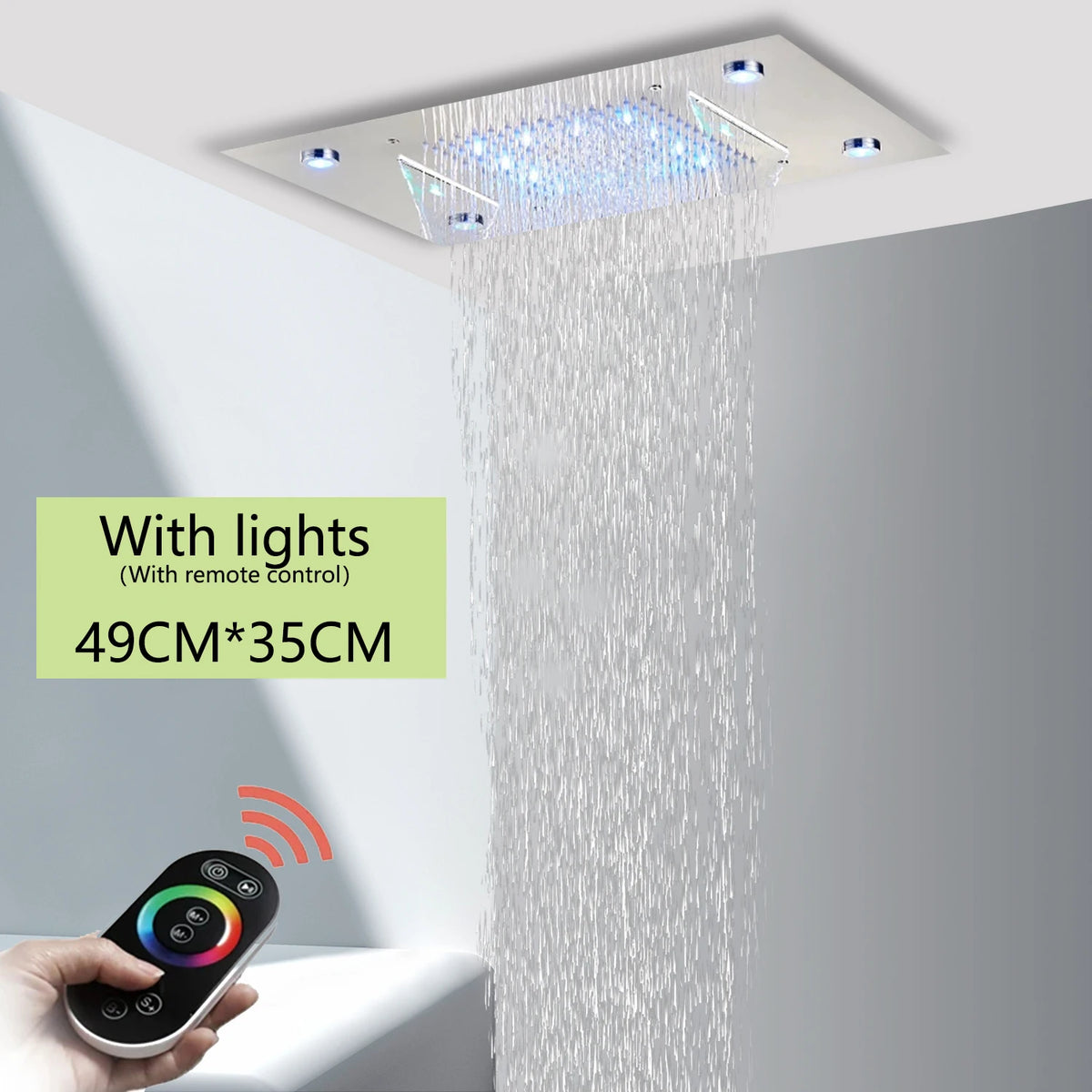 Wanmivezlo LED Rainfall Shower Head With Remote Control