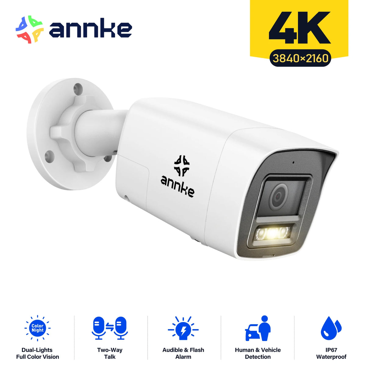 ANNKE AI Human Detection Dual Light PoE Bullet Security Camera