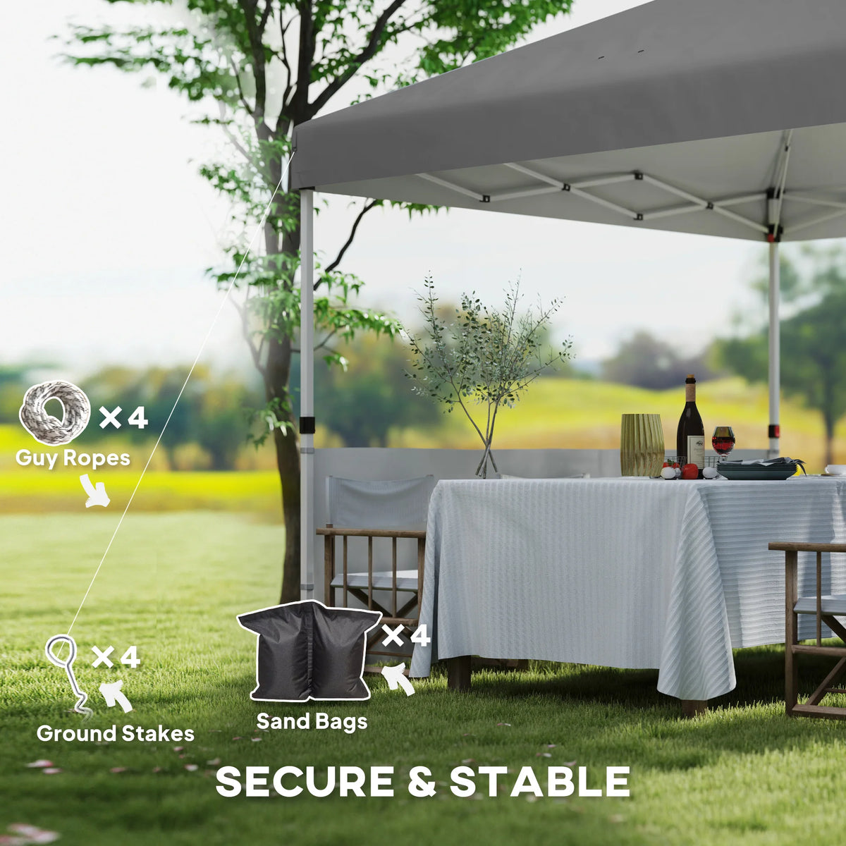 Outsunny Outdoor Pop Up Canopy Tent With Two Half Sidewalls