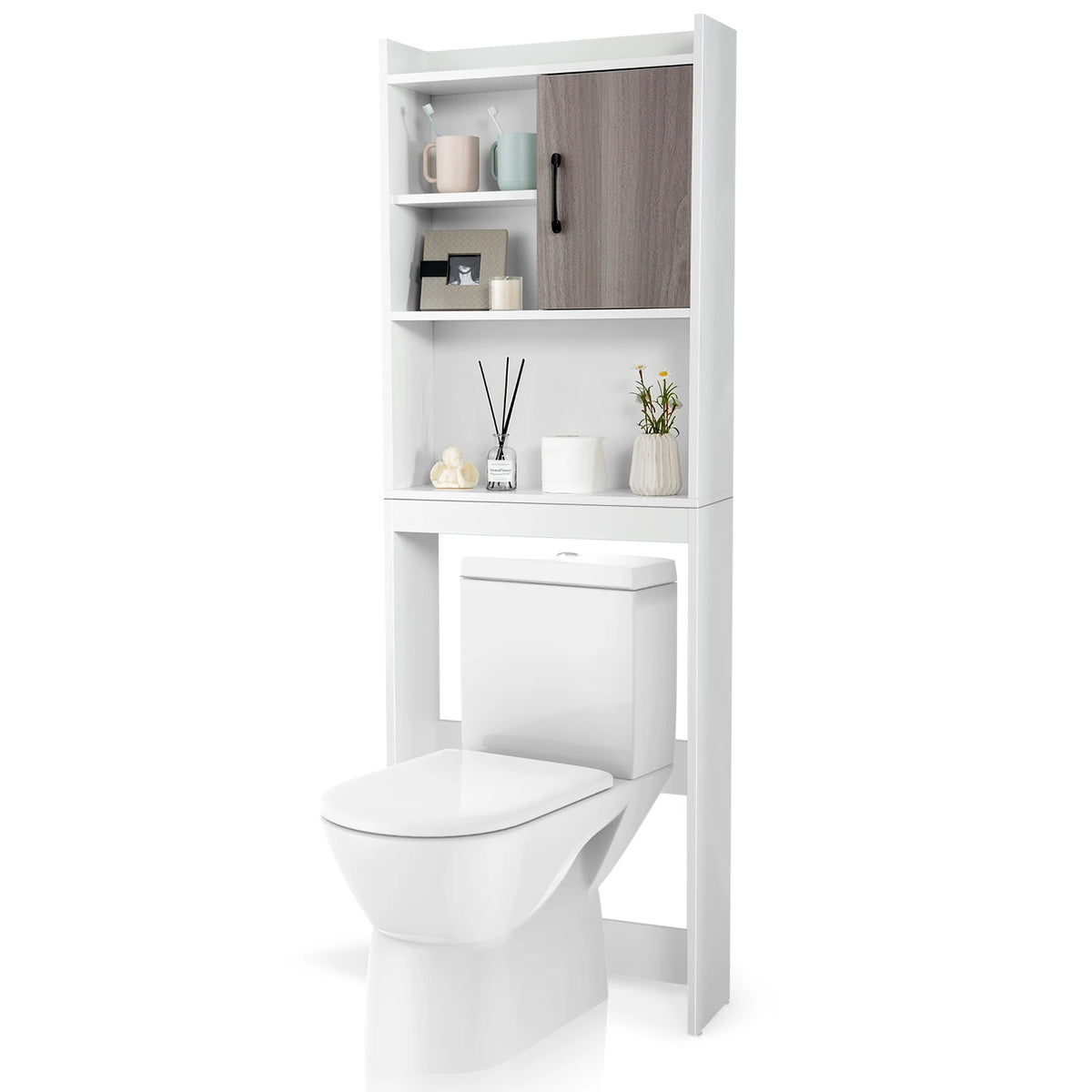 HOMASIS Over The Toilet Bathroom Storage Cabinet With Open Shelves