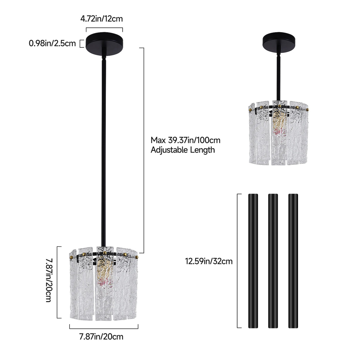 GreeLustr Crystal Glass Pendant Ceiling Light Modern Home Lighting
