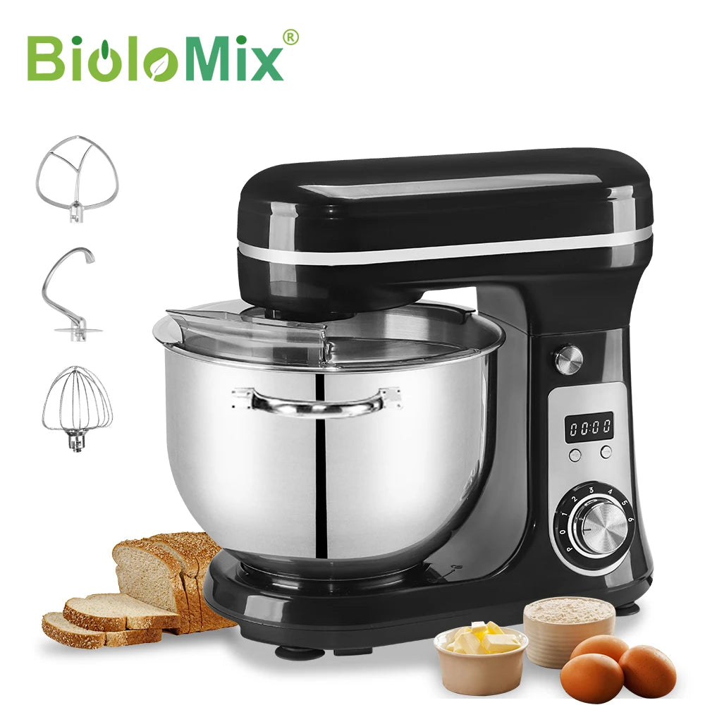 BioloMix Stand Mixer With Dough Hook Whisk And Tilt Head