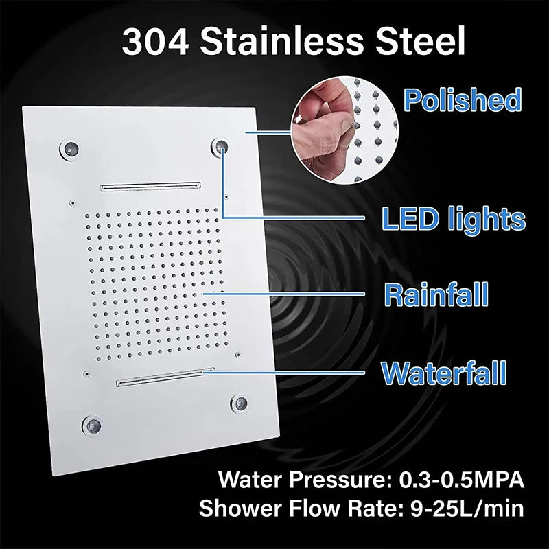 Wanmivezlo LED Rainfall Shower Head With Remote Control