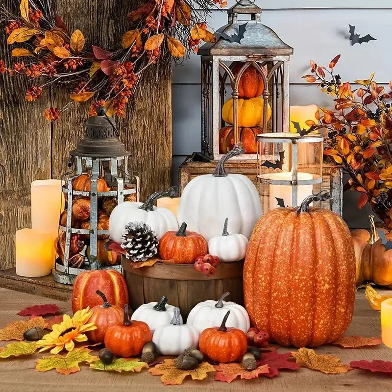 Artificial Pumpkin Harvest Decor For Halloween And Autumn Home Displays