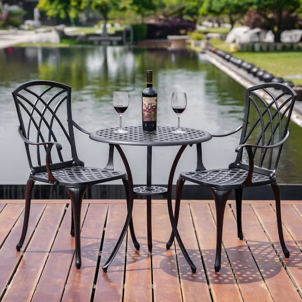 3-Piece Outdoor Bistro Set With Table And Two Patio Chairs