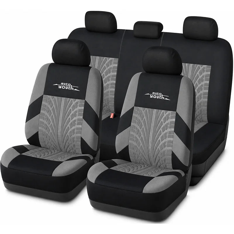 AUTOYOUTH Embroidered Tire Track Universal Car Seat Covers