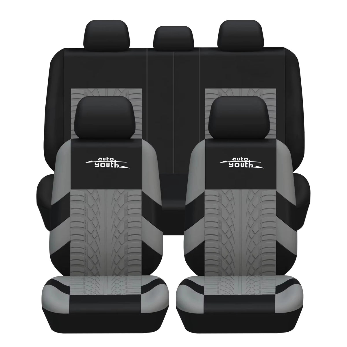 AUTOYOUTH Embroidered Tire Track Universal Car Seat Covers
