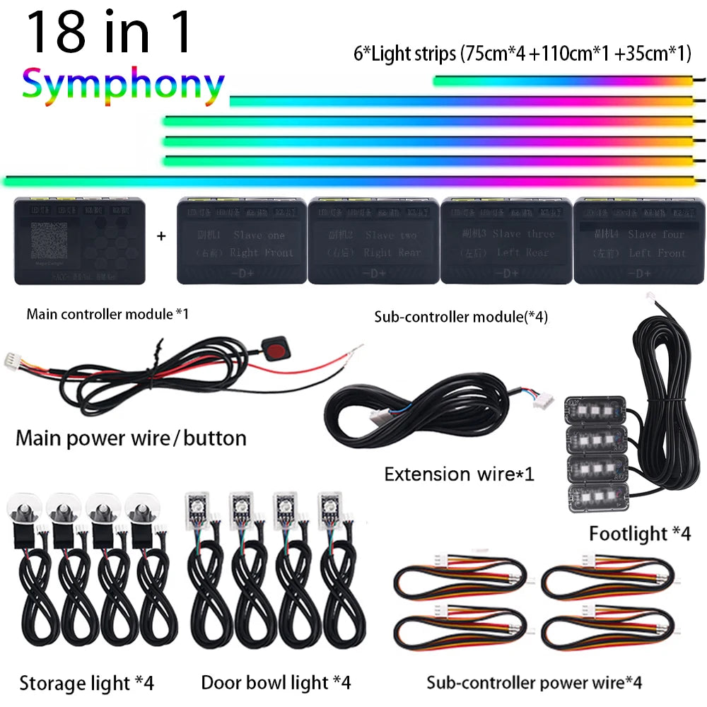 KALADA Dual Zone LED Car Ambient Light Interior Accent Kit