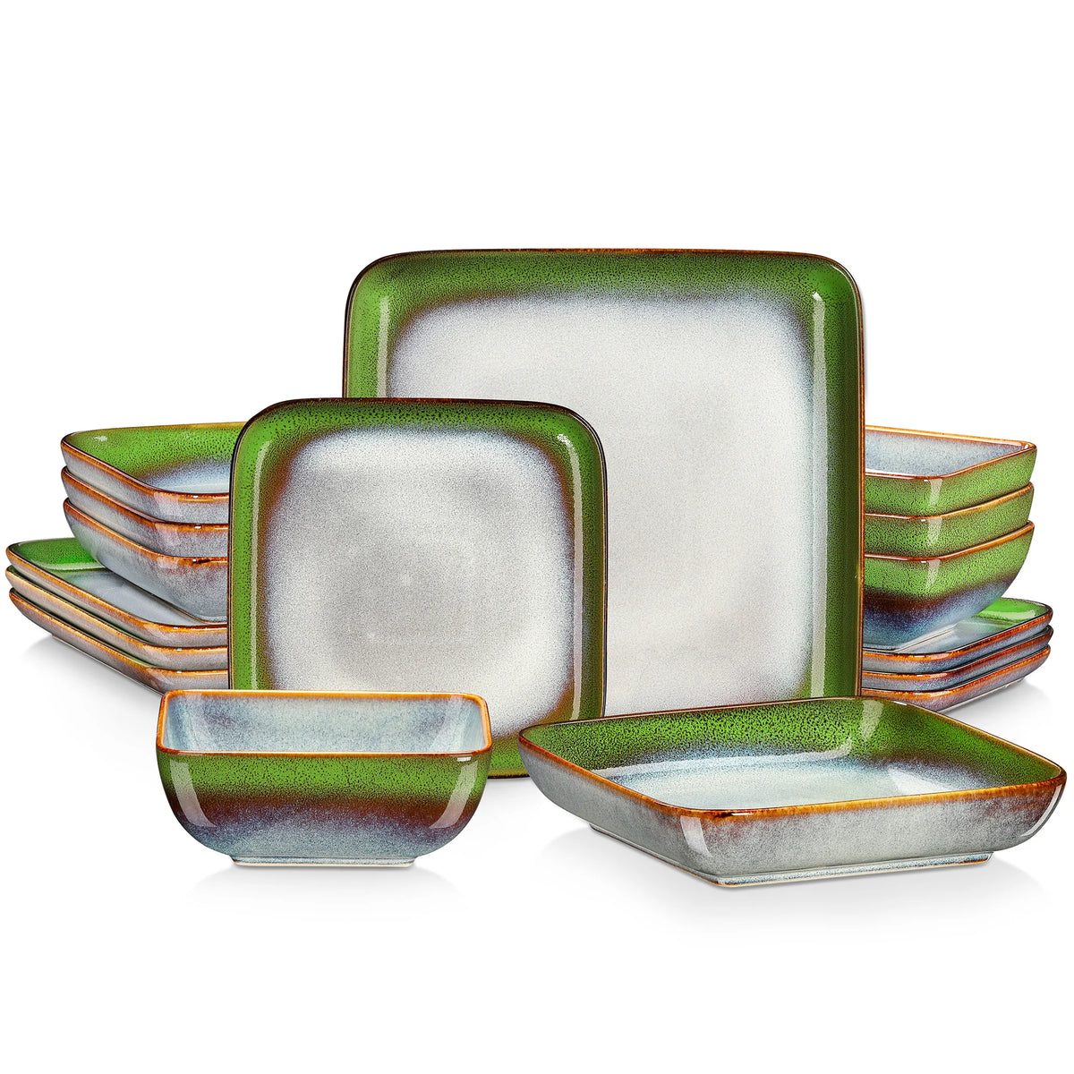 Vancasso Ceramic Square Kiln Glaze Dinnerware Set for Everyday Dining