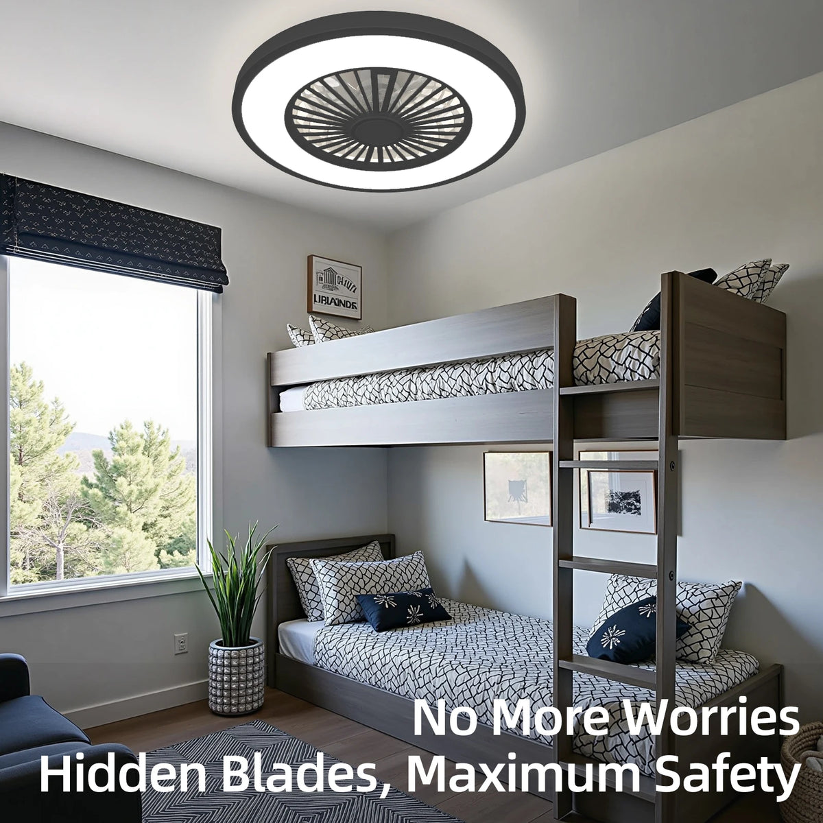 Silent Ceiling Fan With Light Remote Control Reversible Motor