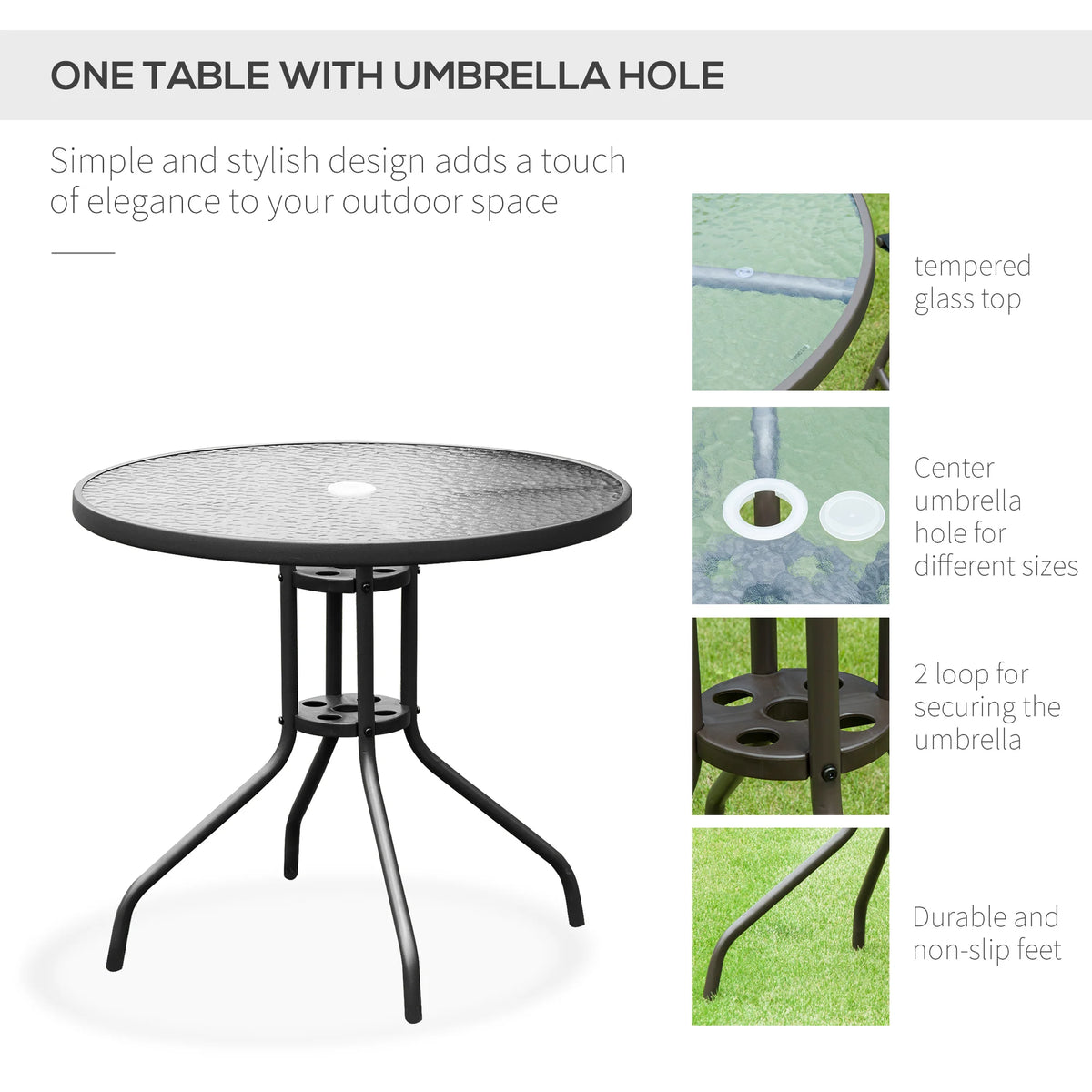 Outsunny Patio Dining Set With Umbrella Folding Chairs And Table