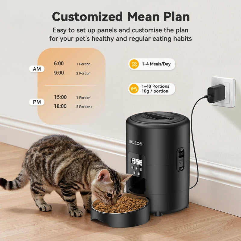 ROJECO Smart Automatic Pet Feeder With Programmable Feeding Control