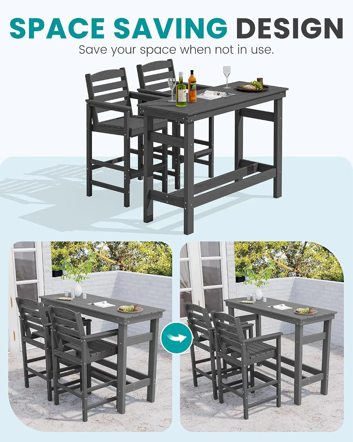Outdoor Adirondack Bar Set With Patio Table And Chairs