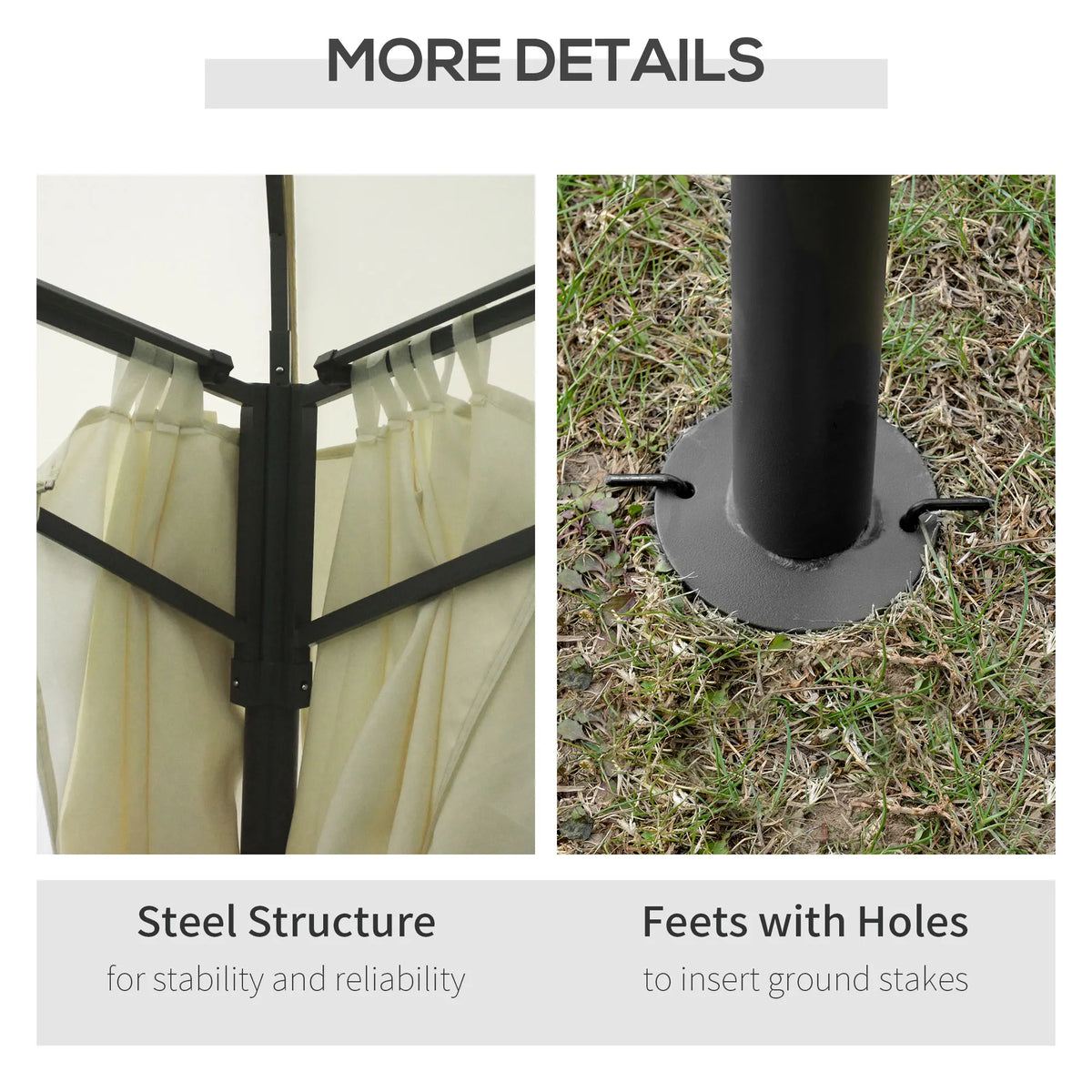 Double Vented Steel Patio Gazebo Canopy Shelter With Curtains