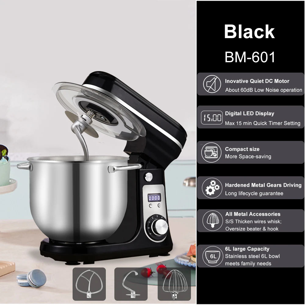 BioloMix Kitchen Stand Mixer With Dough Hook And Whisk