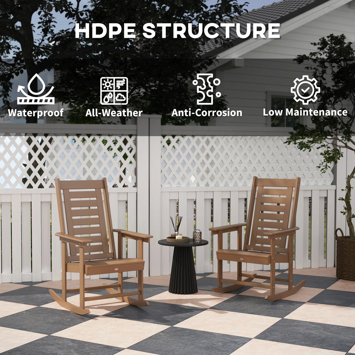 Outsunny Outdoor Rocking Chairs Set For Patio Garden Relaxation