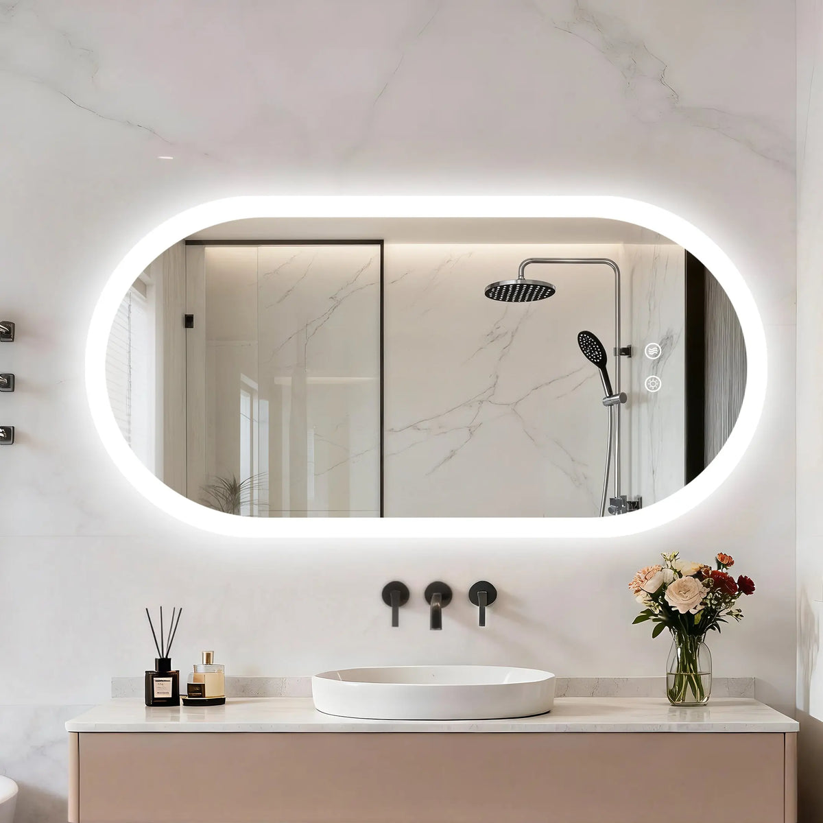 BORWART Smart Oval LED Bathroom Mirror With Anti Fog Lighting